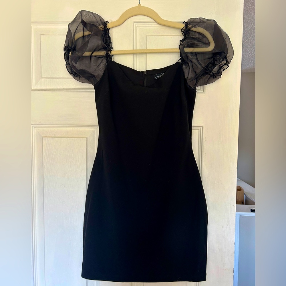 Speechless Black Puff Sleeve Mini Dress – Size S